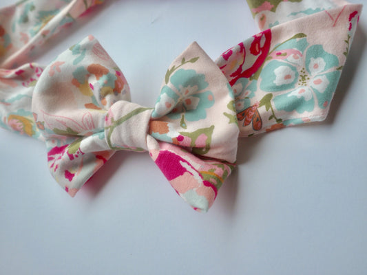 Baby Girl Bows Headbands - Baby Bows Clips - Spring Headbands Bows - Easter Headbands - Cotton Headbands for Babies - Floral Pink Baby Bow