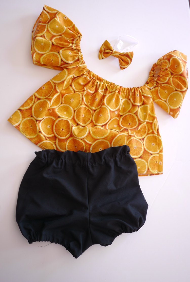 Baby Girl Set, Baby girl clothes, Baby outfit, baby sunsuit, Photography prop, Fruit, Orange, Birthday outfit,baby shower gift,summer baby