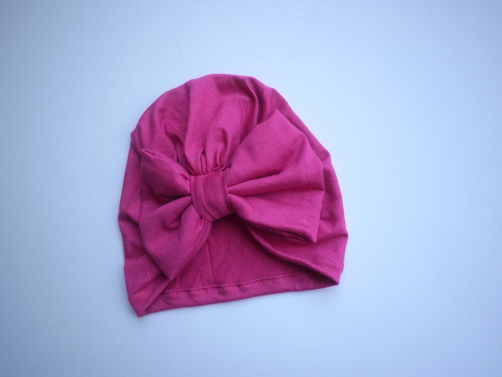 Pink Turban - Baby Turban - bubblegum turban - pink ruffle turban hat - baby turban - toddler turban - bow turban turban - top knot turban