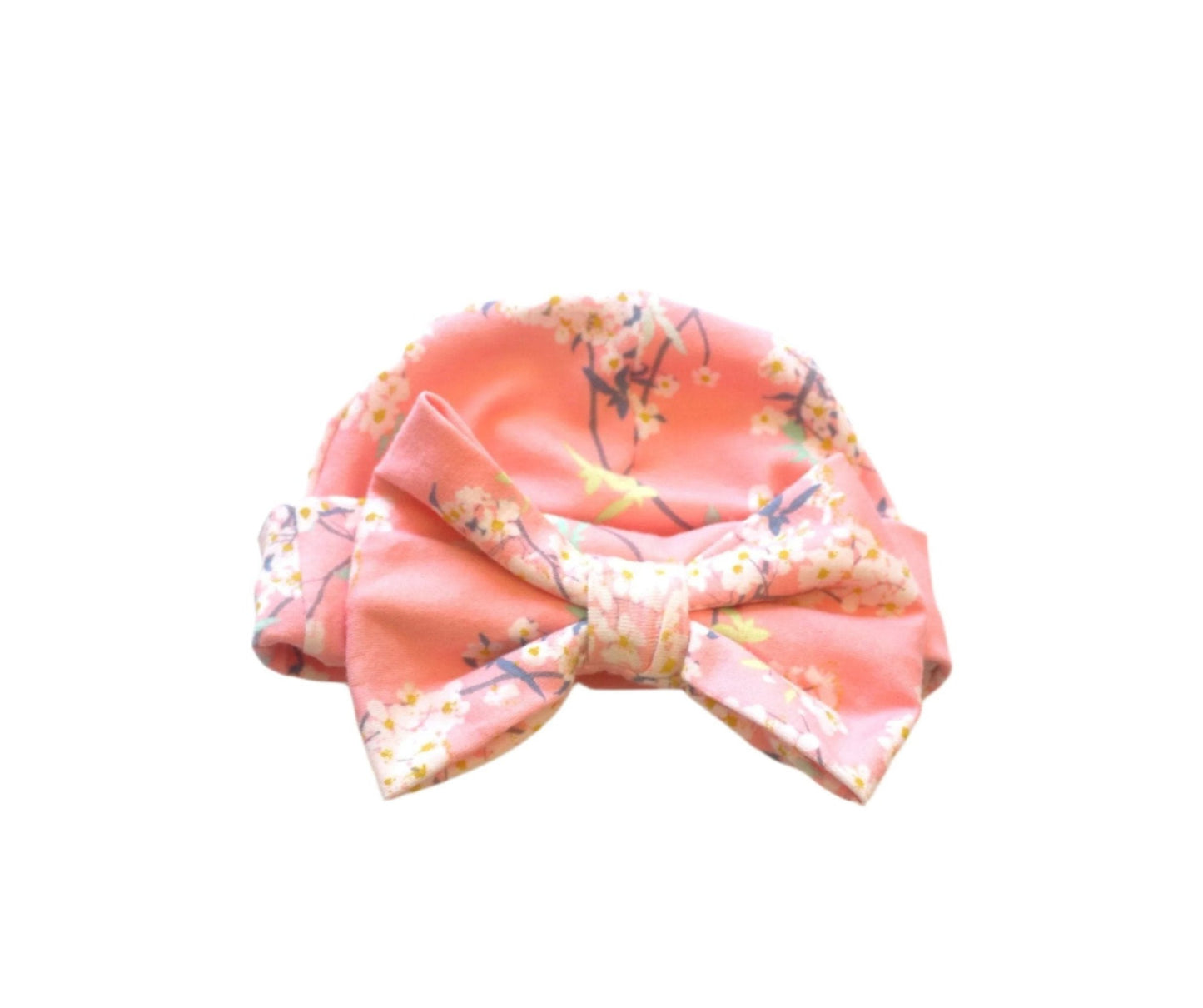 Cherry bow hat in blush pink