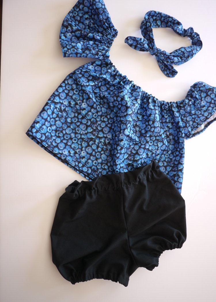 Baby Girl Set, Baby girl clothes, Baby outfit, baby sunsuit, Photography prop, Blueberry, Blue, Birthday outfit,baby shower gift,summer baby