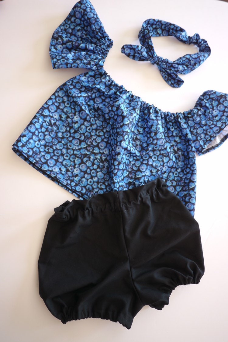 Baby Girl Set, Baby girl clothes, Baby outfit, baby sunsuit, Photography prop, Blueberry, Blue, Birthday outfit,baby shower gift,summer baby