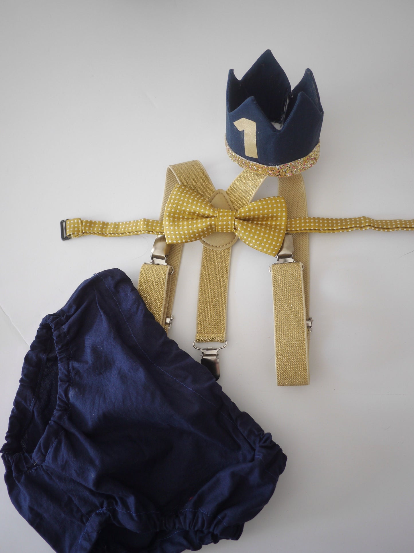 Cake Smash Boy First Birthday super soft navy cotton Diaper Cover,navy Suspenders, navy bow tie, Birthday Photoshoot