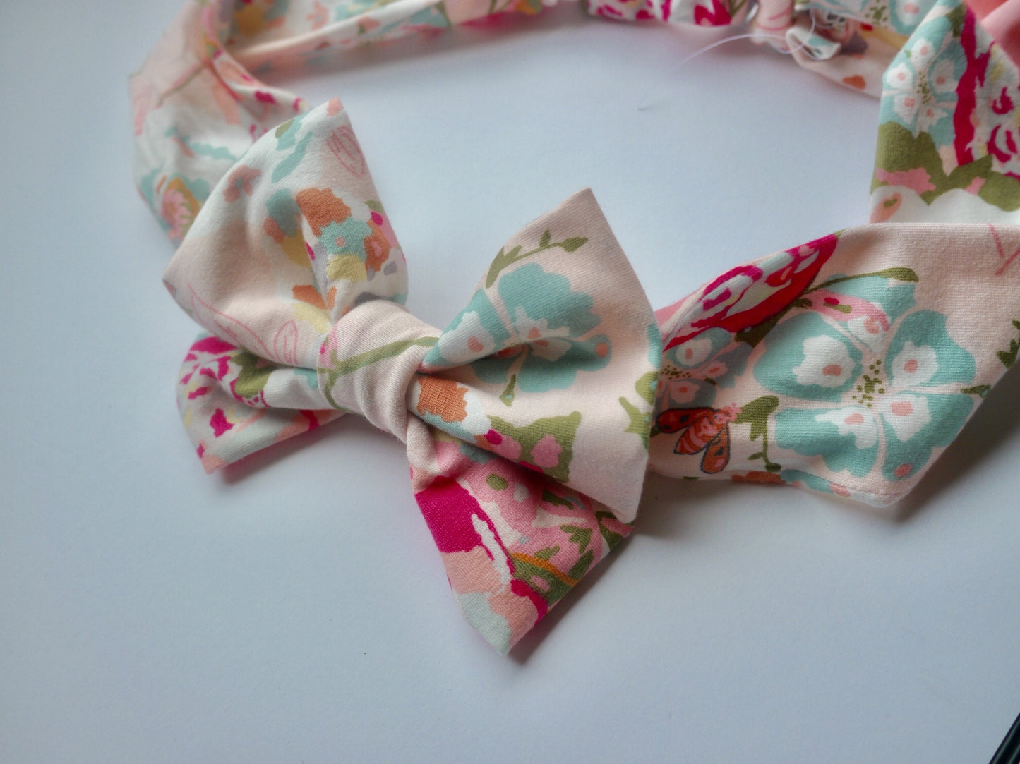 Baby Girl Bows Headbands - Baby Bows Clips - Spring Headbands Bows - Easter Headbands - Cotton Headbands for Babies - Floral Pink Baby Bow