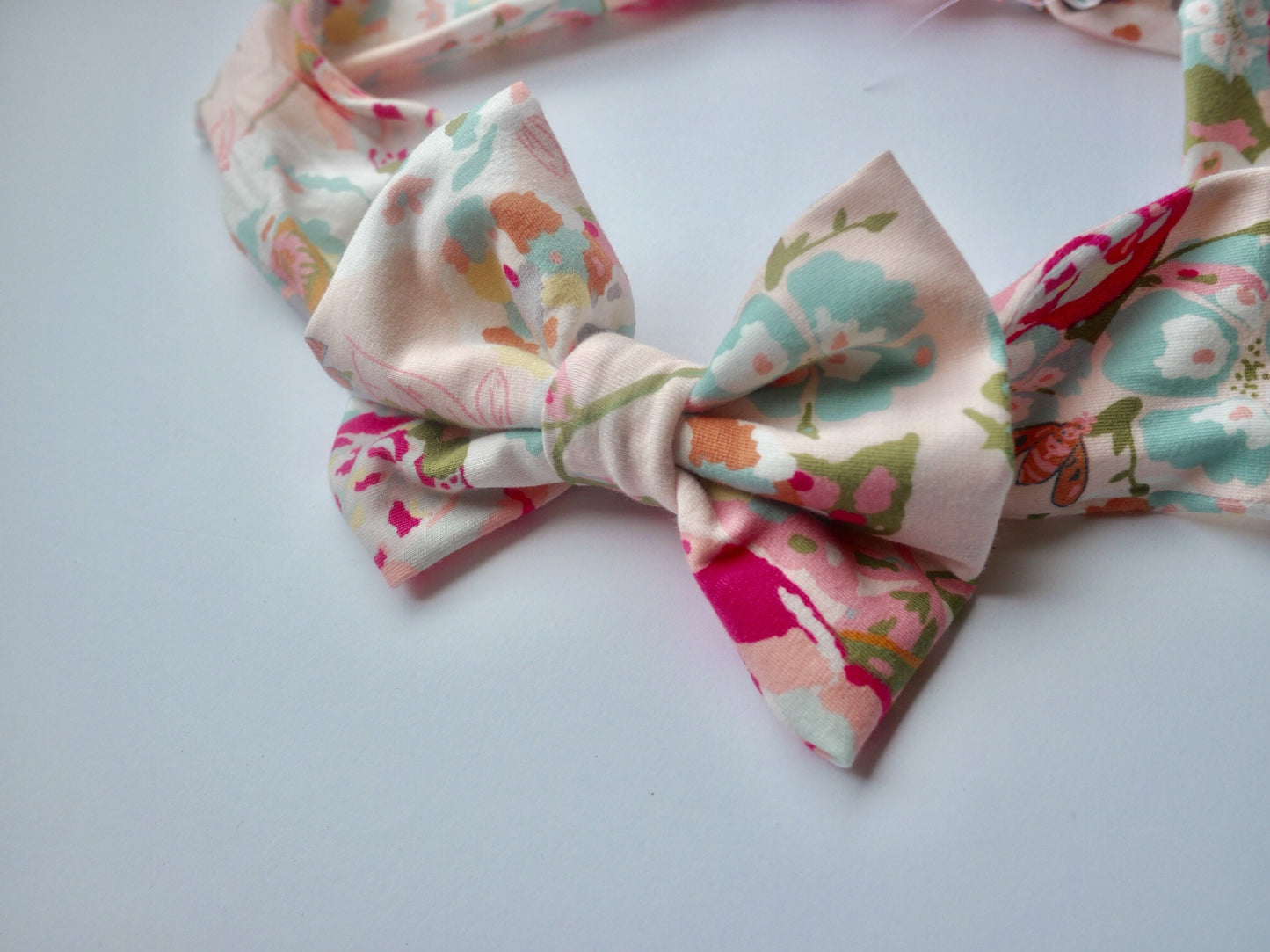 Baby Girl Bows Headbands - Baby Bows Clips - Spring Headbands Bows - Easter Headbands - Cotton Headbands for Babies - Floral Pink Baby Bow