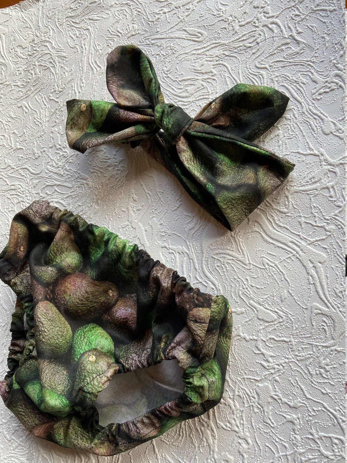 Headband bloomer set, avocado cake smash, girl bloomer set, knot headband bloomer, avocado diaper cover, baby girl gift, bloomer girl set