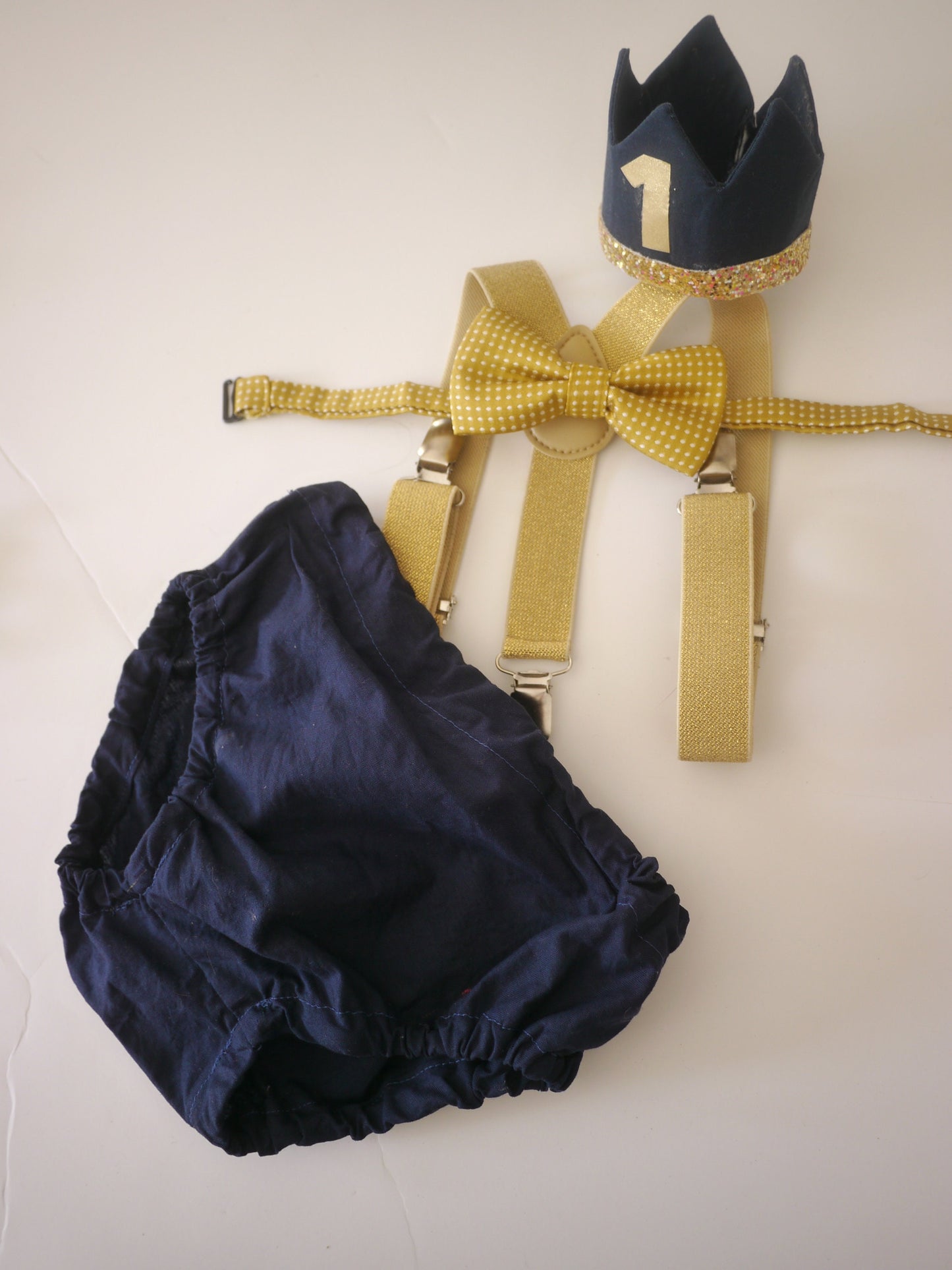 Cake Smash Boy First Birthday super soft navy cotton Diaper Cover,navy Suspenders, navy bow tie, Birthday Photoshoot