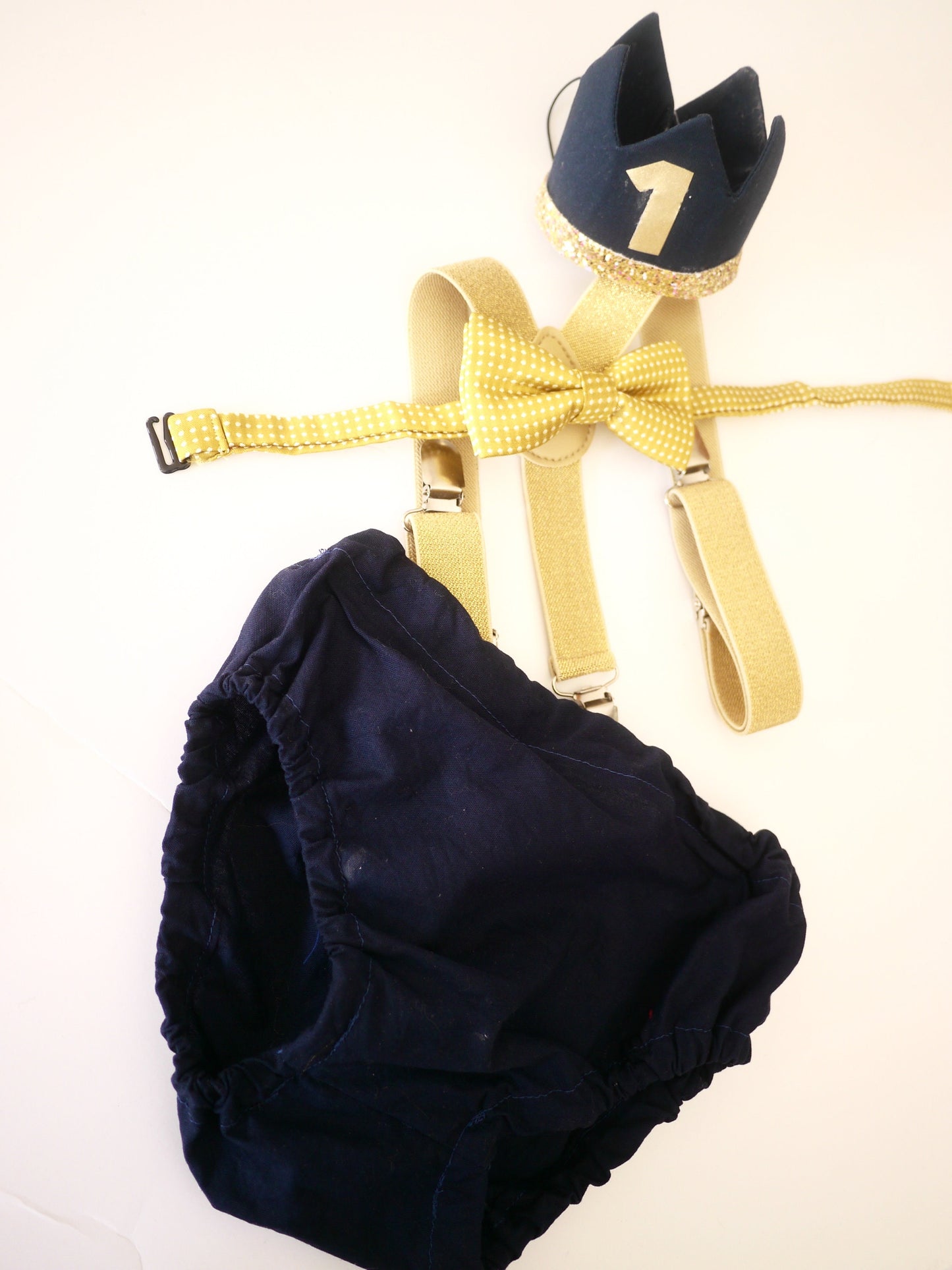 Cake Smash Boy First Birthday super soft navy cotton Diaper Cover,navy Suspenders, navy bow tie, Birthday Photoshoot