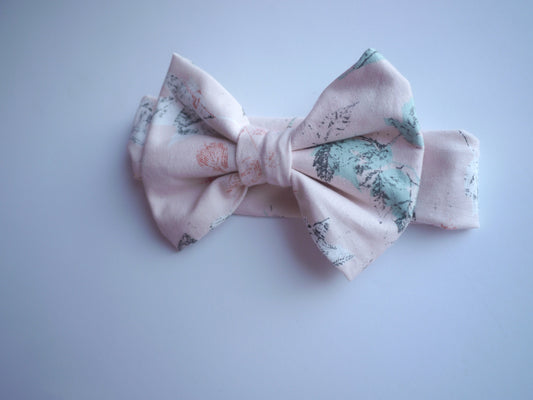 Blush Linen: baby bow, blush linen bow, pink linen bow, pink infant bow, blush headband, rose pink cotton headband