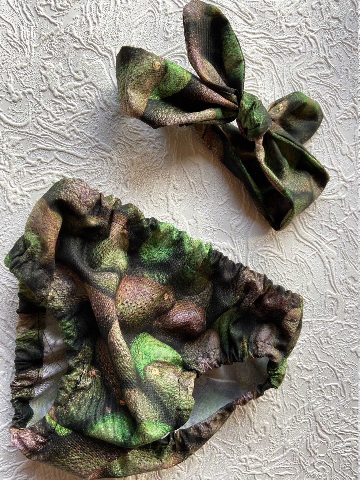 Headband bloomer set, avocado cake smash, girl bloomer set, knot headband bloomer, avocado diaper cover, baby girl gift, bloomer girl set
