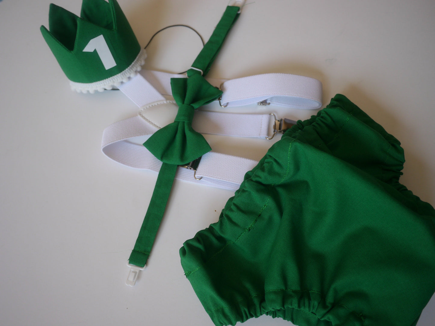 Baby Boy Green Cake Smash Outfit -- Baby Boy First Birthday Outfit Green