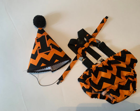 Cake Smash Outfit Boy Girl Halloween Set or Buy the Piece Diaper Cover Bow Tie Suspenders Boys First 1st Birthday black orange Photoshoot