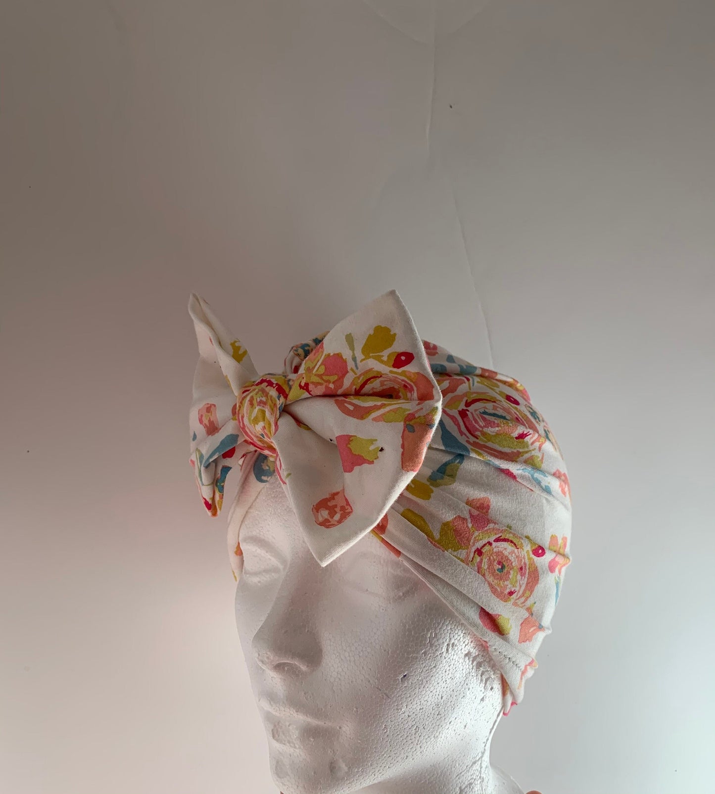 Spring Rainbow Floral Turban Hat