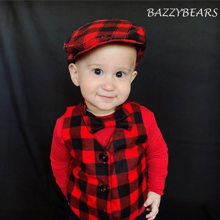 Boys red vest and bow tie Toddler boy vest Baby boy bow tie Infant vest boy Christmas outfit Page boy outfit Boy vest Toddler vest and tie