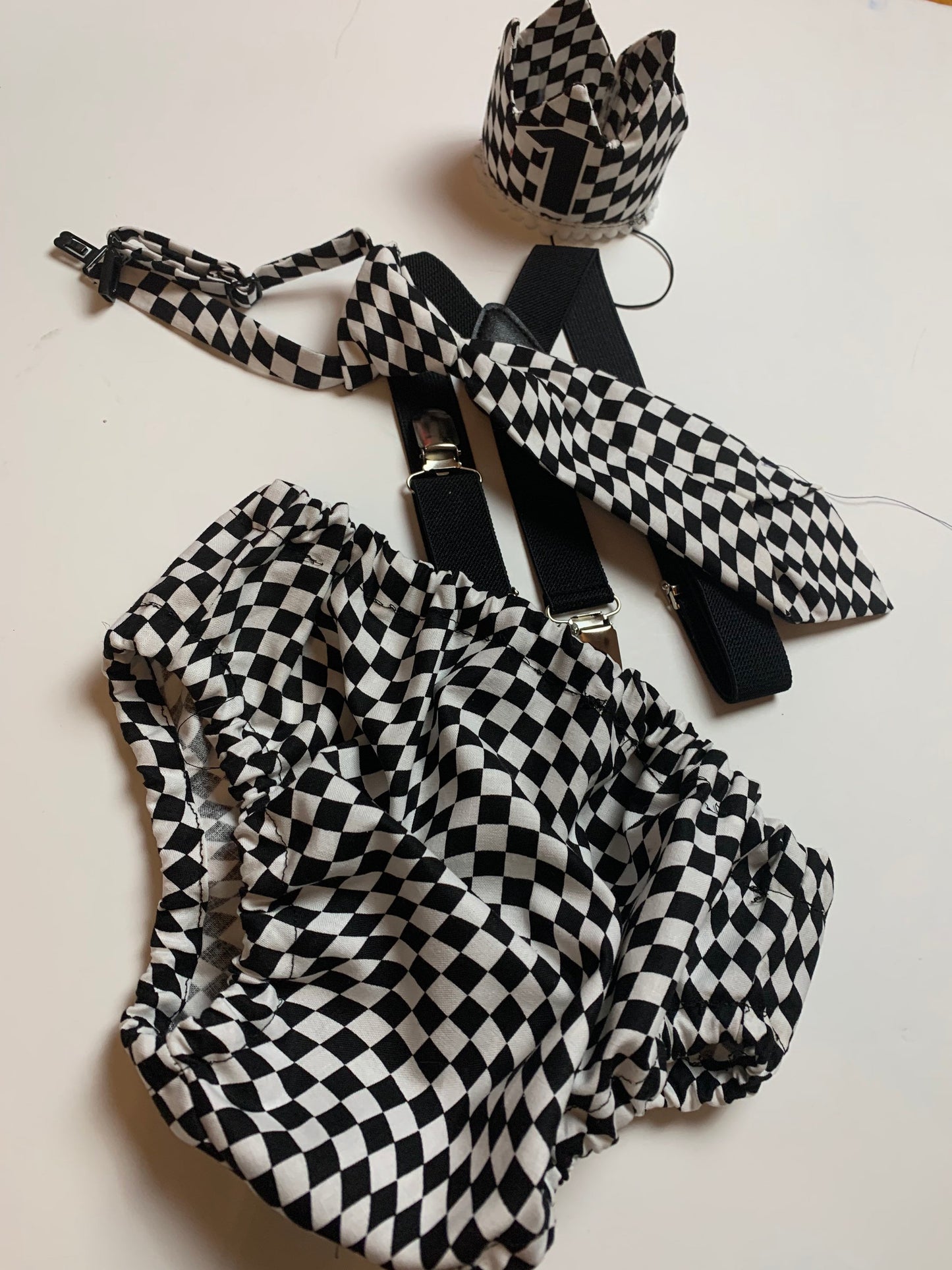 First Birthday Cake Smash Outfit Racing car Red Black yellow Car flames Diaper Cover neck Tie for Baby Boy racing cake smash