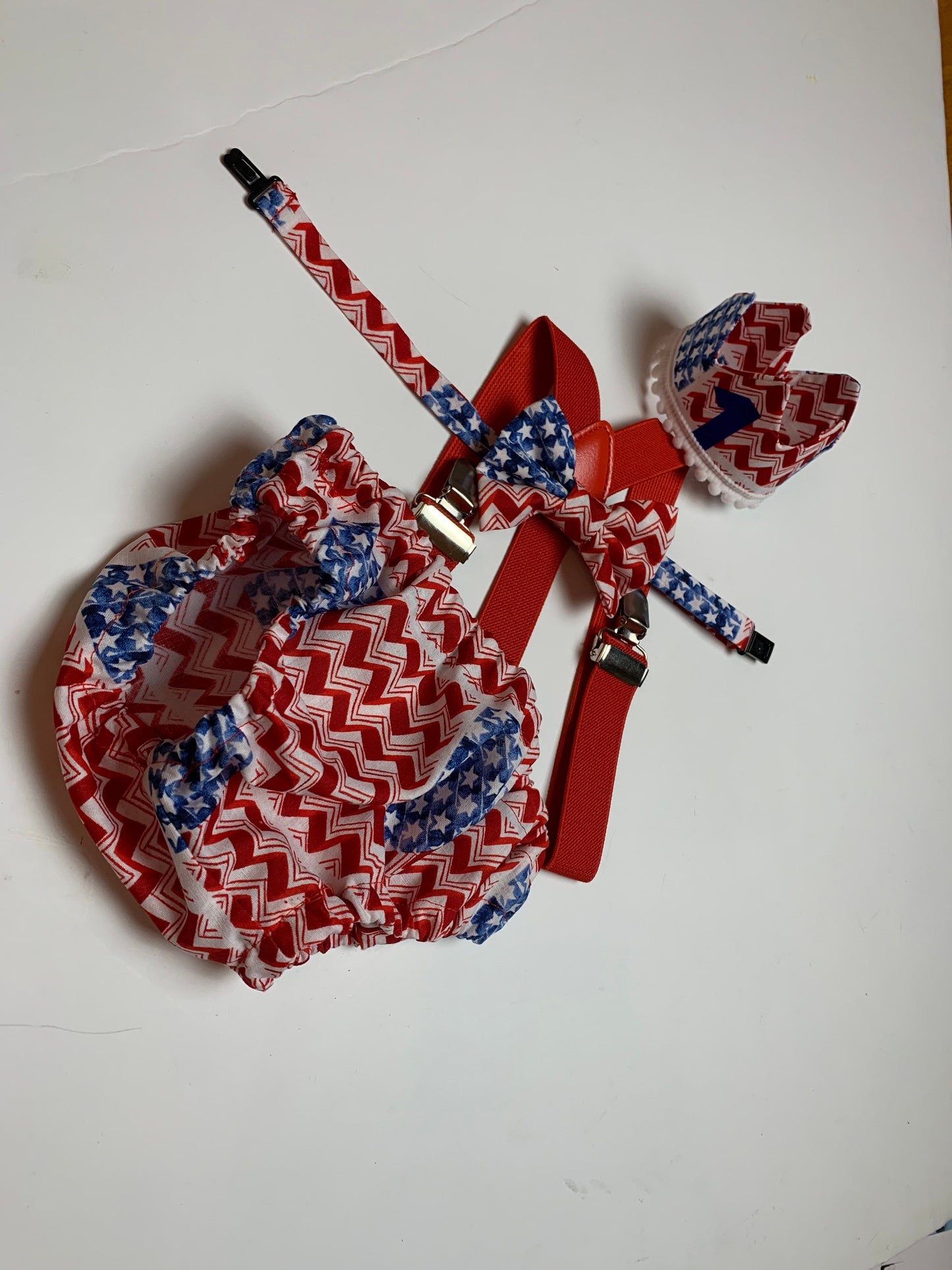 Boys 4th of July Blue White Star Bow Tie Suspender Set, Baby Boy Bow Tie, First Birthday Boy, Toddler Bow Tie, Boys Cake Smash Outfit, Gift