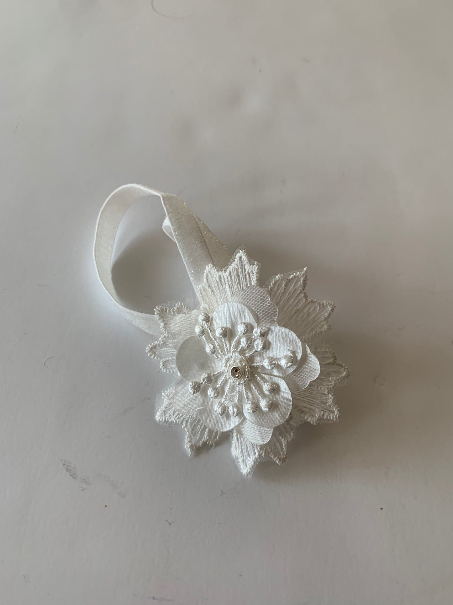 White Baptism headband, Christening headband, Baby girl Headband, newborn headband