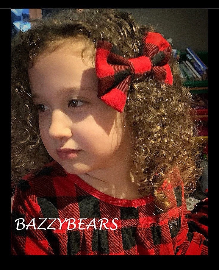 Baby Bows, Baby Headband, Baby Bow Headband, Baby Girl Headband, Felt Bow Headband, Buffalo Plaid, Newborn Headband, Buffalo Plaid Bow