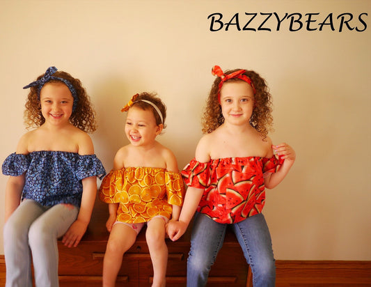 Fruit off shoulder top, girls orange crop top, toddler summer crop top, coming home outfits, orange birthday, baby outfits, off shoulder
