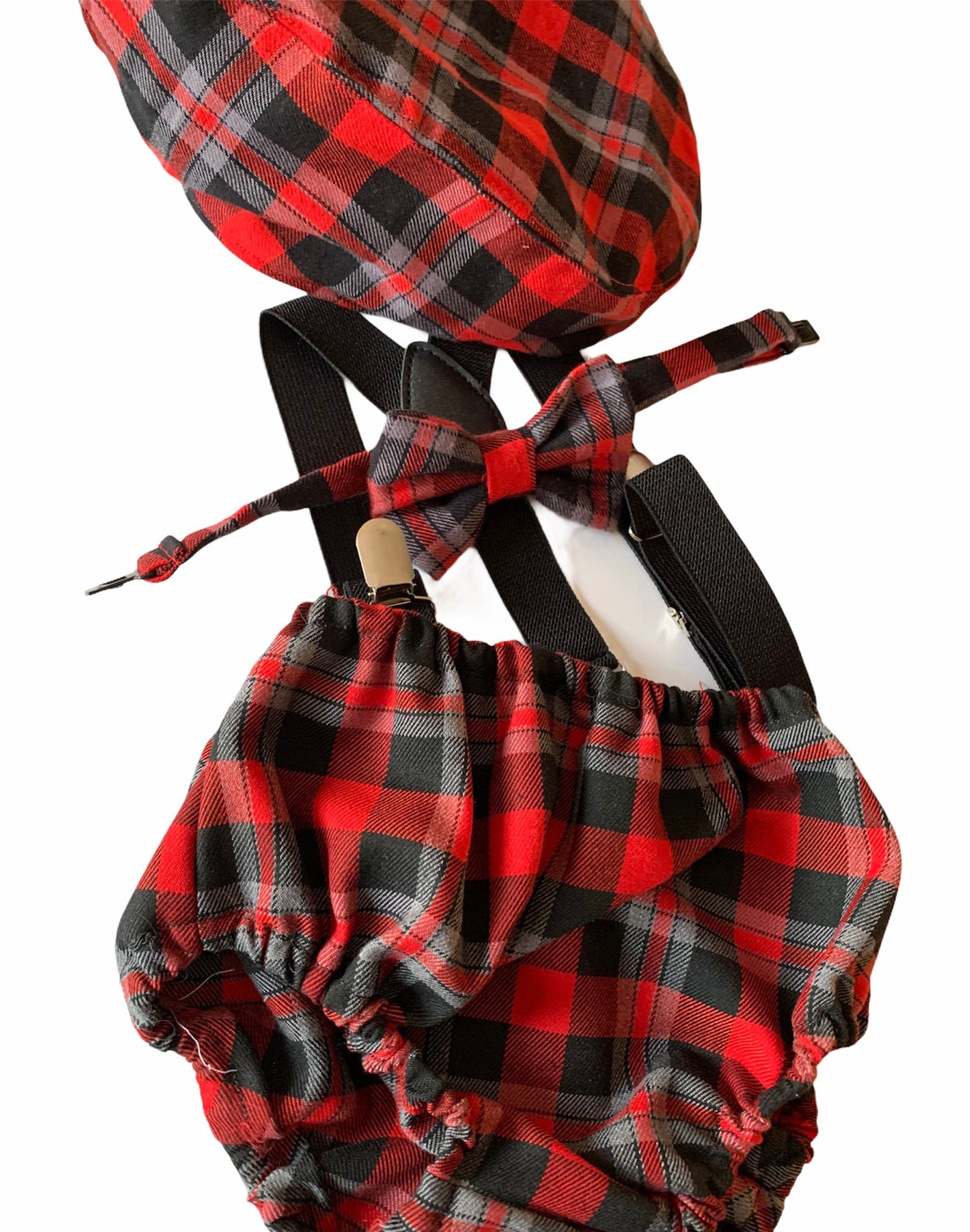 Cake Smash Outfit Boy Girl Buffalo Plaid Set or Buy the Piece Diaper Cover Bow Tie Suspenders Boys First 1st Birthday Lumberjack Photoshoot