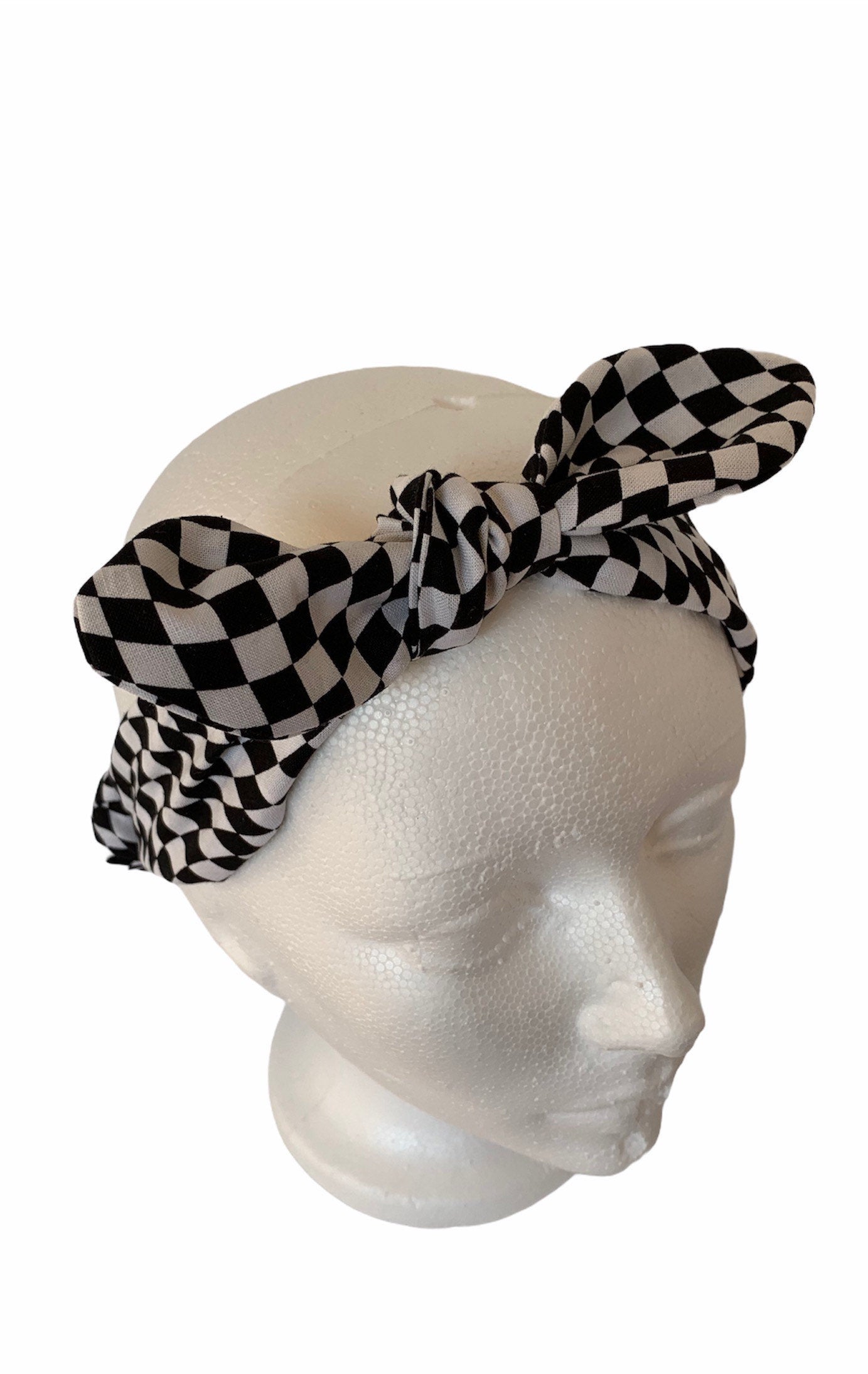 checkered flag top knot head wrap/baby headbands/knit headbands/toddler headbands/baby girl bow/newborn headband