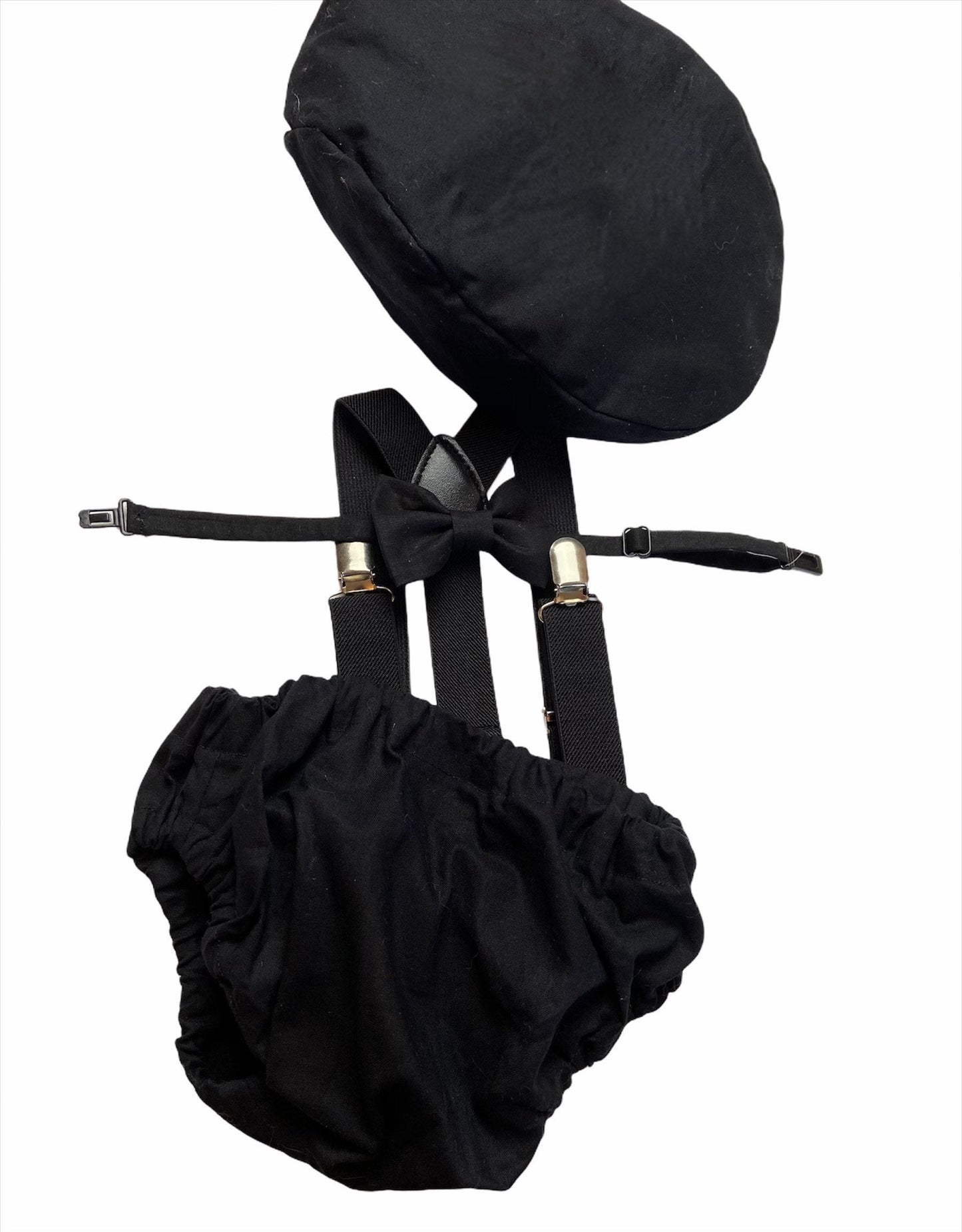 Cake Smash Boy First Birthday super soft black cotton Diaper Cover,black Suspenders,black bow tie, Birthday Photoshoot