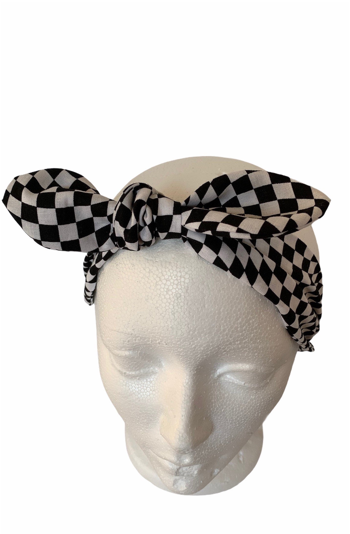 checkered flag top knot head wrap/baby headbands/knit headbands/toddler headbands/baby girl bow/newborn headband