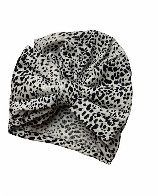 Mesh animal print turban hat