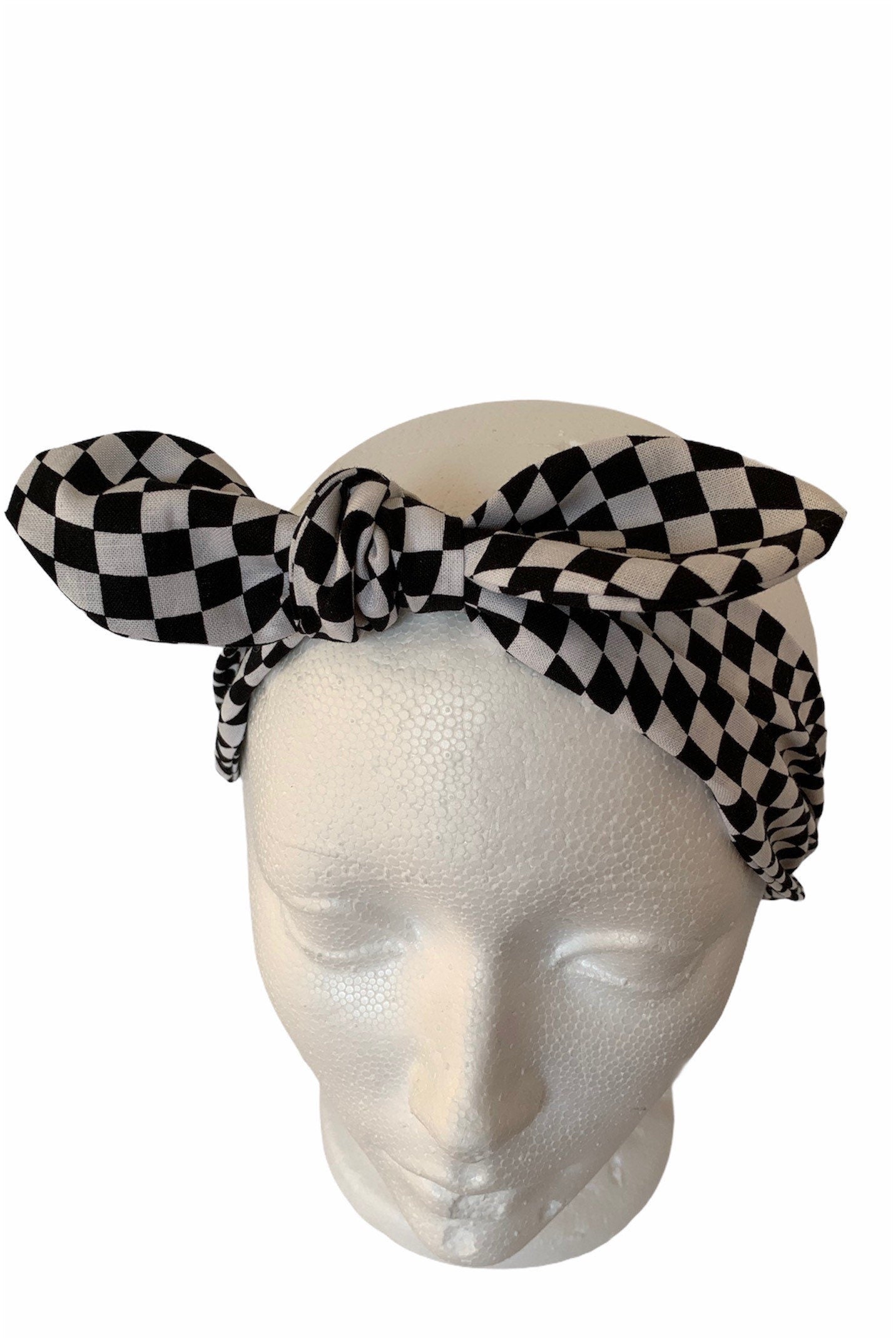 checkered flag top knot head wrap/baby headbands/knit headbands/toddler headbands/baby girl bow/newborn headband