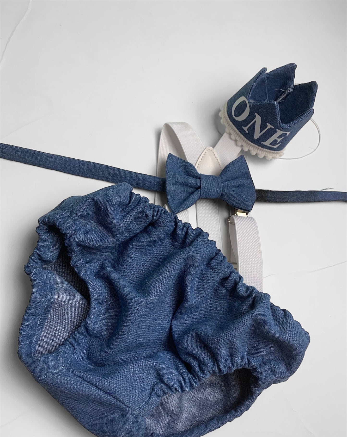 First birthday denim cake smash outfit