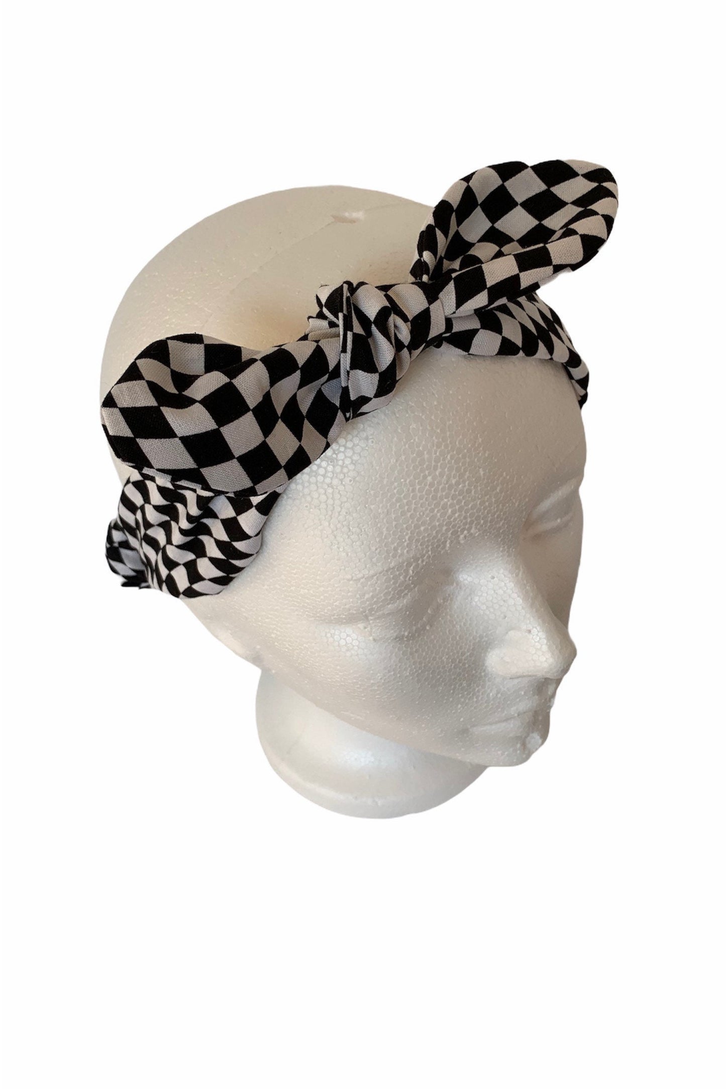 checkered flag top knot head wrap/baby headbands/knit headbands/toddler headbands/baby girl bow/newborn headband