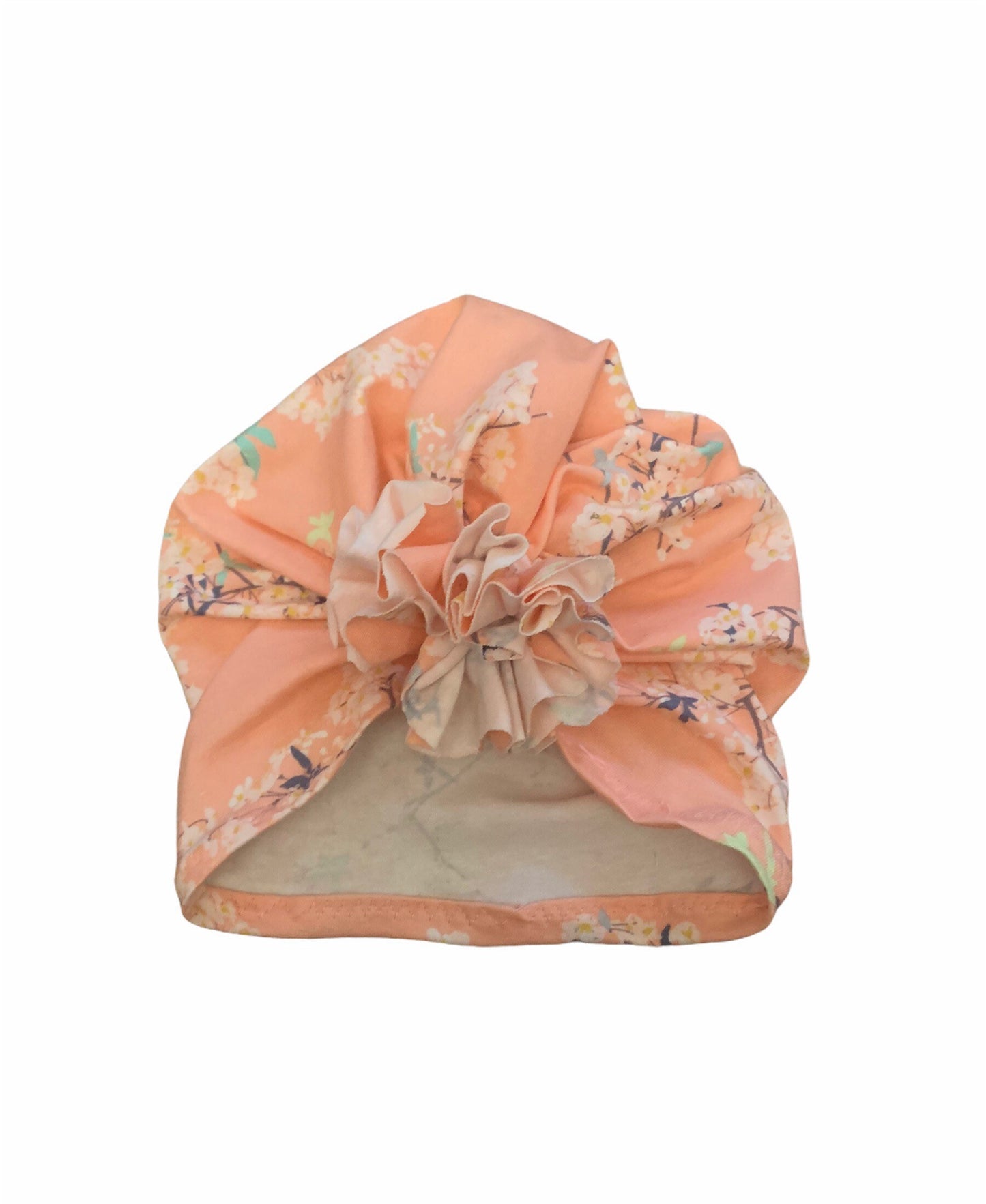 Cherry Blossom Floral Turban Hat in blush