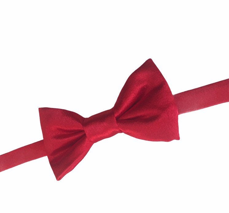 Red Satin Bow Tie/ Christmas / Holiday Bow Tie, Crimson Red, Adjustable Bow Tie, Boys Bow Tie, Toddler Bow Tie, Baby Bow Tie