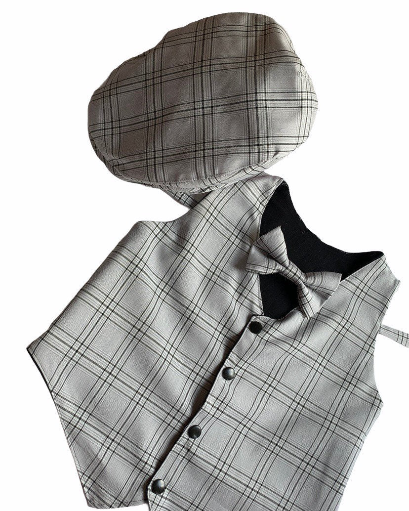 Boys Linen Vest and Bow Tie - Linen Waistcoat - Boys Thanksgiving Outfit - Boys Wedding Outfit