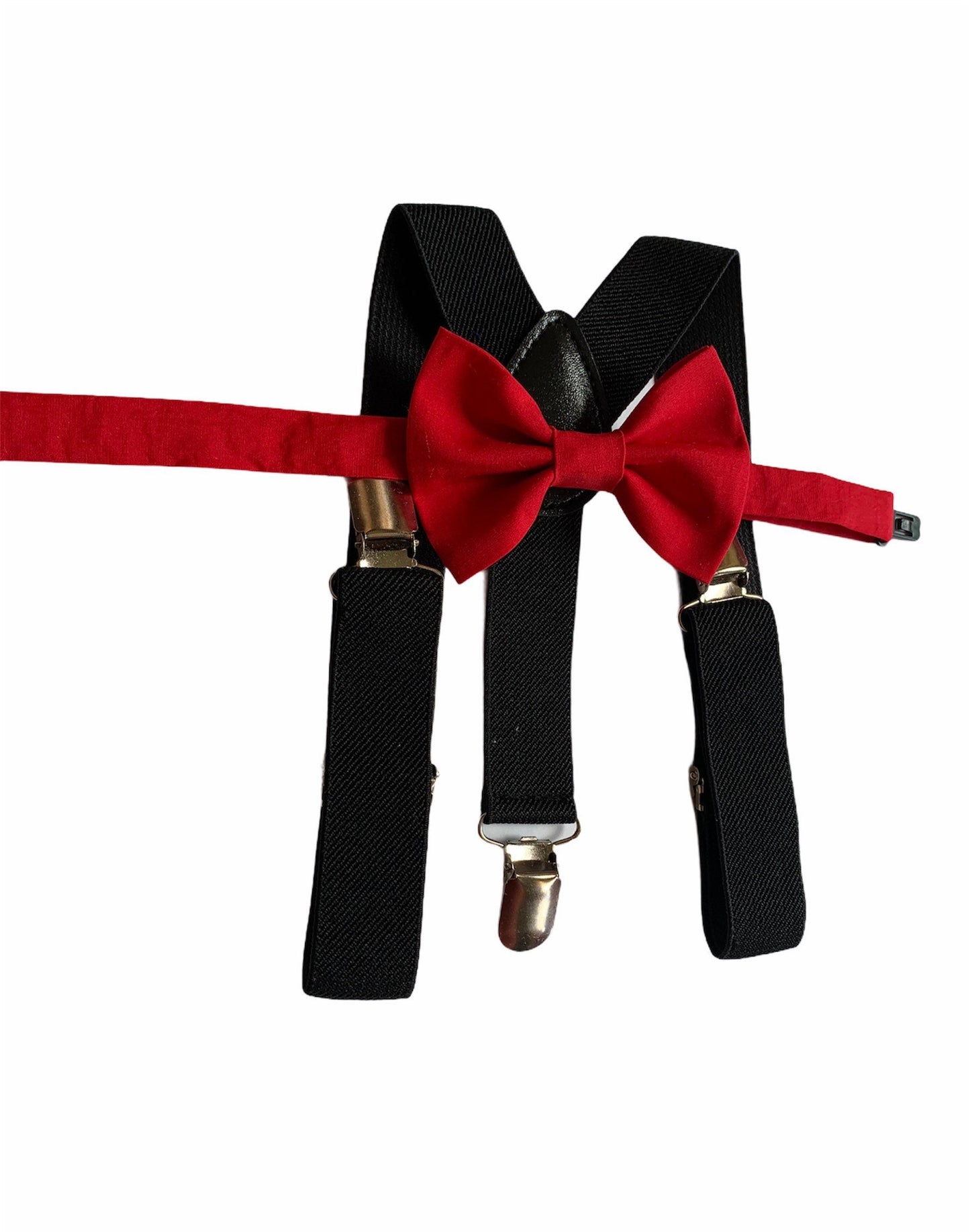 RED Bow tie and suspenders, Boys, Kids, Child, Ring Bearer Gift, Apple, Crimson, Red Suspenders,m, Red Braces