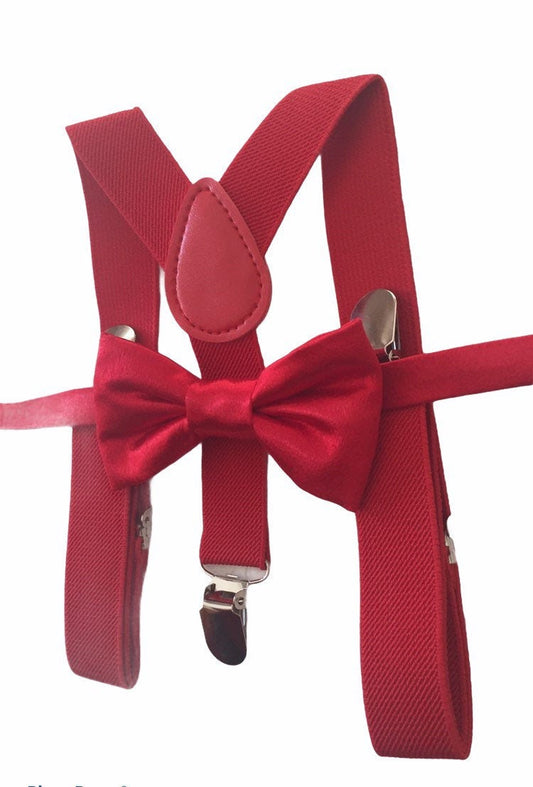 Red Bow Tie & Red Suspender Set, Valentines Day Bow Tie, Red Bowtie, Red Bow Tie Set, Red Suspenders, Valentines Day Photo Prop, Christmas