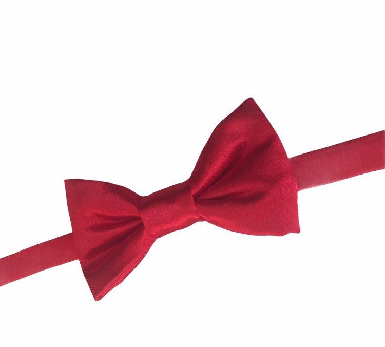 Red Satin Bow Tie/ Christmas / Holiday Bow Tie, Crimson Red, Adjustable Bow Tie, Boys Bow Tie, Toddler Bow Tie, Baby Bow Tie