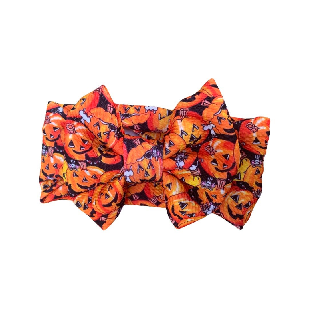 Halloween BIG bow Nylon Head wrap, Orange Bow Headband. Baby girl, newborn, Toddler Headwrap turban,