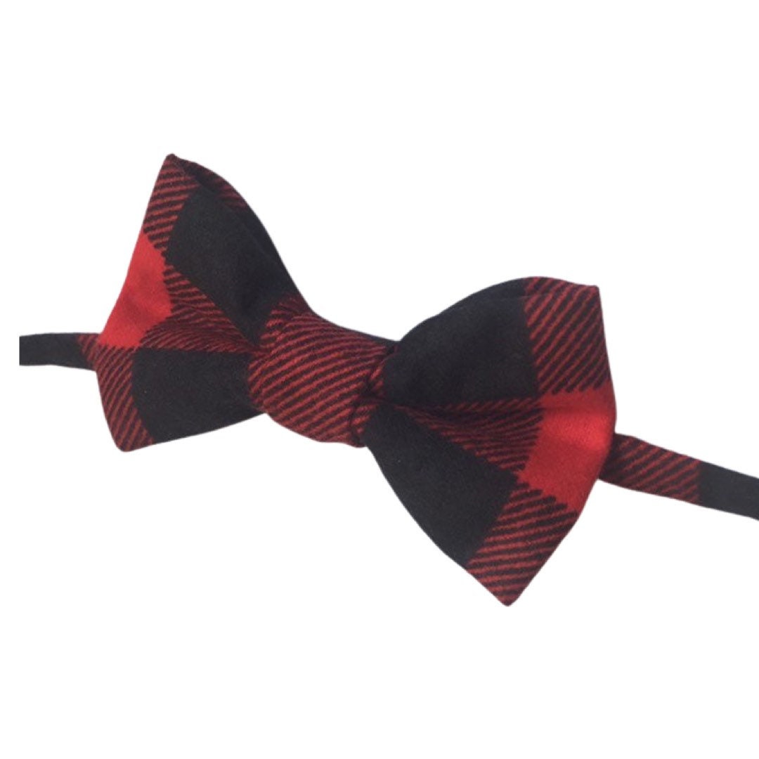 Red Buffalo Check Bowtie, Plaid Bow tie, Christmas Bow tie, Men's Red Bow tie, Red and black bow tie, Wild One Birthday