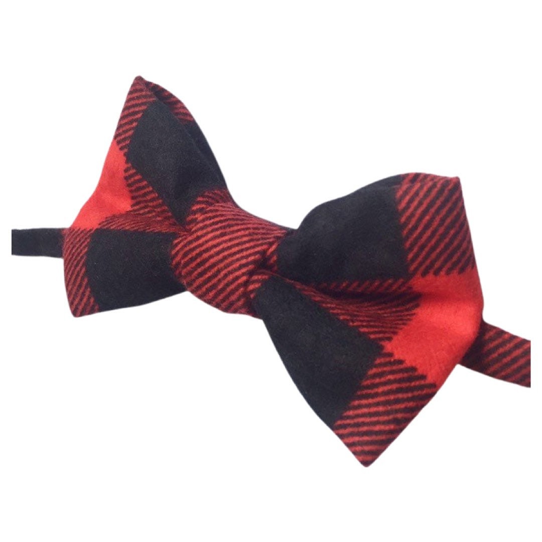 Red Buffalo Check Bowtie, Plaid Bow tie, Christmas Bow tie, Men's Red Bow tie, Red and black bow tie, Wild One Birthday