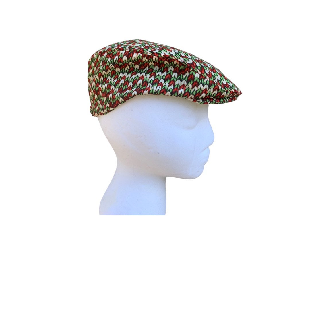 Red Flat Cap, Red Newsboy Hat, Birthday Boy Red Hat, Man Red Flat Cap Hat Gift, knitted cap, christmas cap, red and green cap