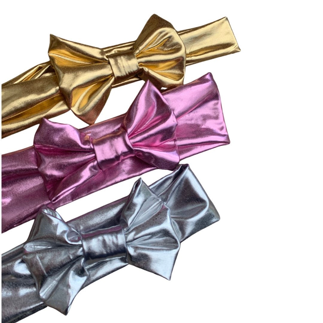 Metallic holiday bows in a rainbow of colours