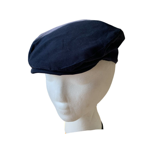 Navy Linen Flat Cap
