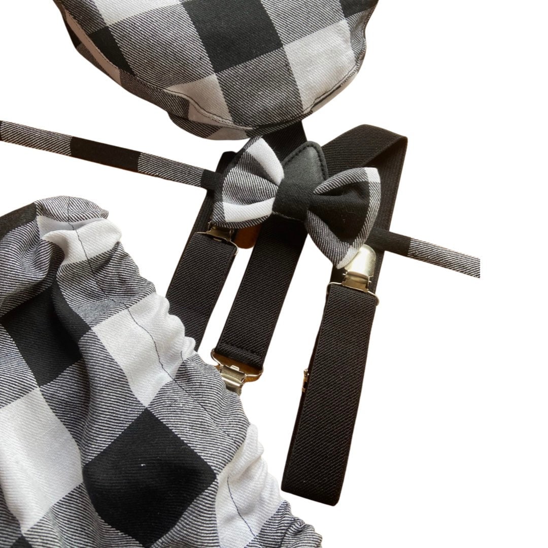 First Birthday Cake Smash Outfit Racing car White Black plaid racing Car checkered Diaper Cover bow Tie for Baby Boy racing cake smash