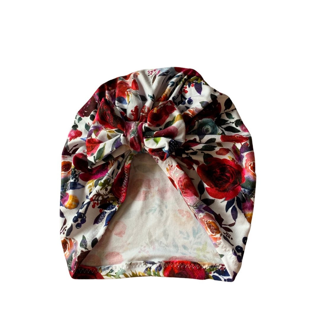 Peach Roses Floral CLASSIC Turban Hat | Baby Girl Turban | Turban Women | Alopecia Hat | Chemotherapy Hat