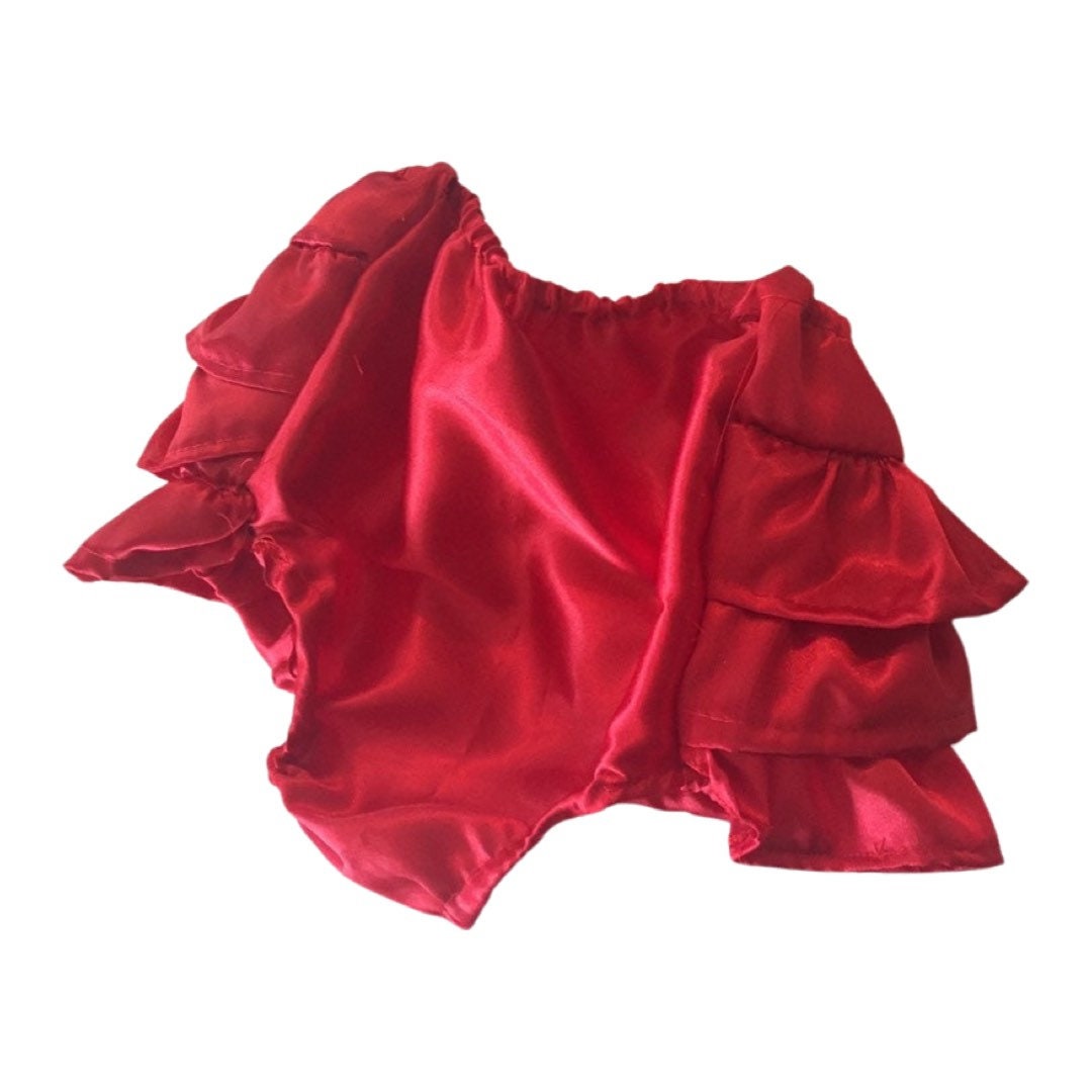 Red satin ruffle diaper cover, red baby bloomers, infant girl valentine's day outfit, Baby girl clothing, 1st birthday, baby headband