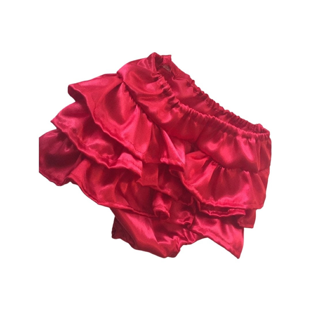 Red satin ruffle diaper cover, red baby bloomers, infant girl valentine's day outfit, Baby girl clothing, 1st birthday, baby headband