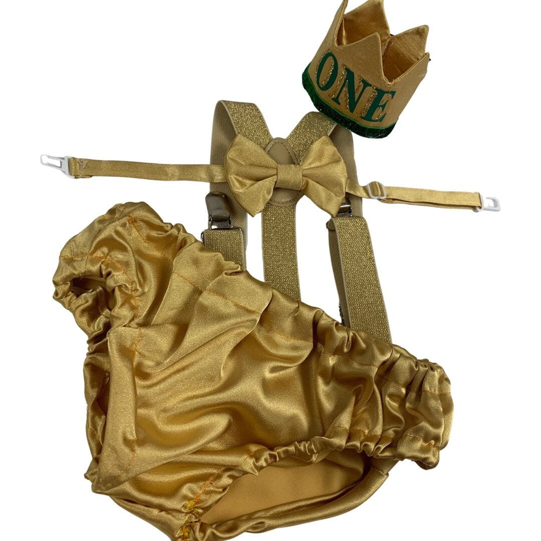 GOLD Cake Smash outfit for a 1st Birthday