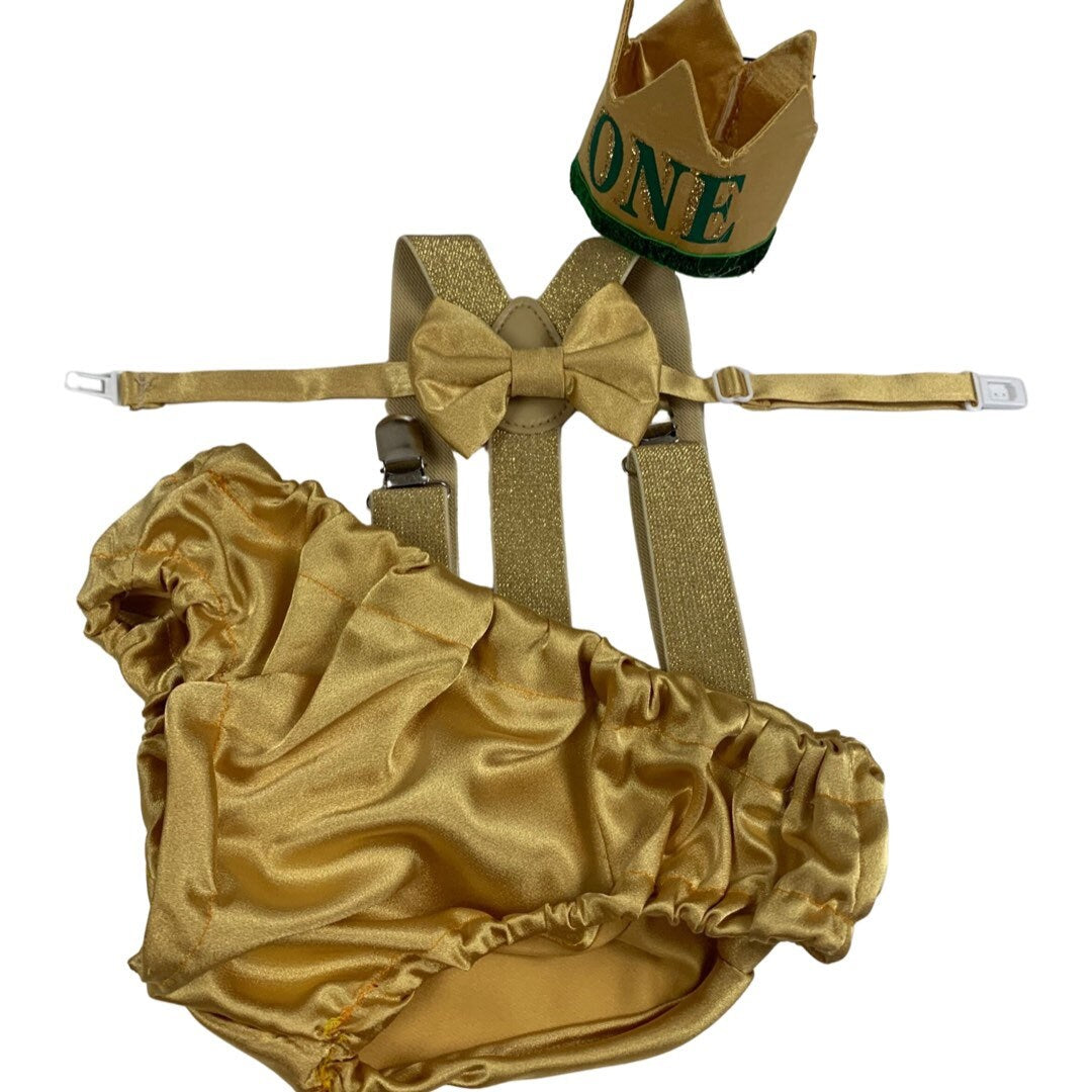 GOLD Cake Smash outfit for a 1st Birthday