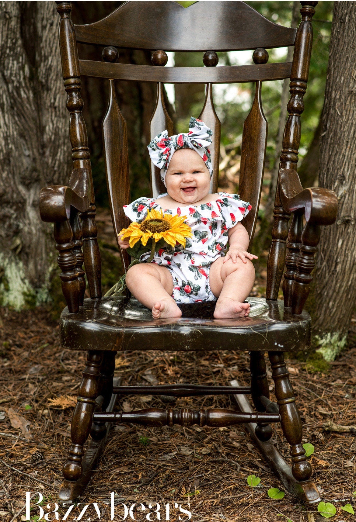 Summer baby strawberry romper